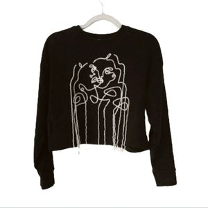 Simons Icone | Cotton Sweatshirt Abstract Face Line Art